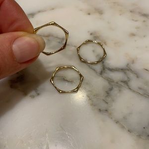 Never worn 14K Gold Plated Sterling Silver Bamboo Stacking Rings -3